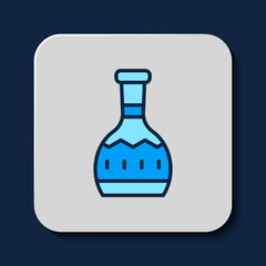 Filled outline Tequila bottle icon isolated on blue background. Mexican alcohol drink. Vector
