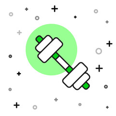 Filled outline Dumbbell icon isolated on white background. Muscle lifting icon, fitness barbell, gym, sports equipment, exercise bumbbell. Vector