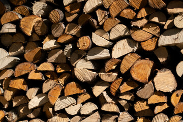 beautiful background of firewood, wooden blocks