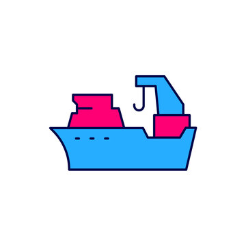 recommend clip art: Filled outline Fishing boat icon isolated on white background. Fishing trawler. Vector