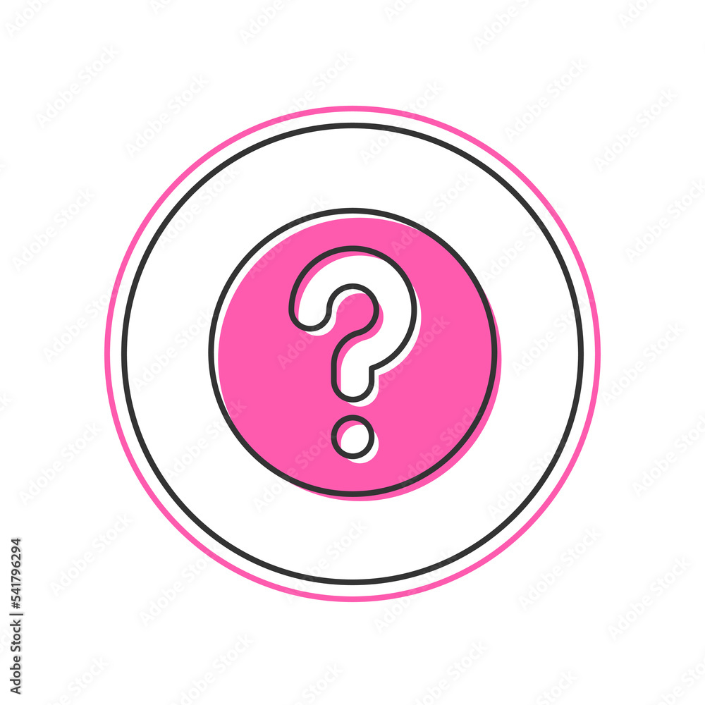 Poster filled outline unknown search icon isolated on white background. magnifying glass and question mark.