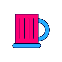 Filled outline Wooden beer mug icon isolated on white background. Vector