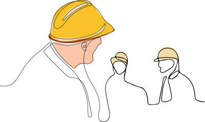 construction manager and engineer working on building site. Vector illustration