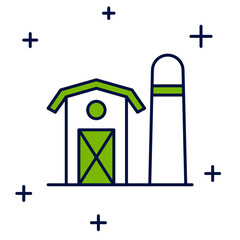 Filled outline Farm house icon isolated on white background. Vector