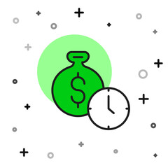 Fototapeta premium Filled outline Time is money icon isolated on white background. Money is time. Effective time management. Convert time to money. Vector
