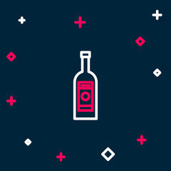 Line Glass bottle of vodka icon isolated on blue background. Colorful outline concept. Vector