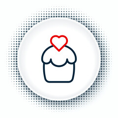 Line Wedding cake with heart icon isolated on white background. Happy Valentines day. Colorful outline concept. Vector