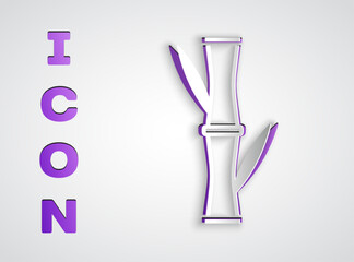 Paper cut Bamboo icon isolated on grey background. Paper art style. Vector