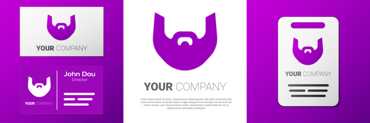 Logotype Mustache and beard icon isolated on white background. Barbershop symbol. Facial hair style. Logo design template element. Vector