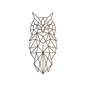 owl logo geometric line art modern symbol icon vector design illustration