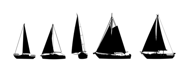 A set of sailboat silhouettes, the contours of yachts