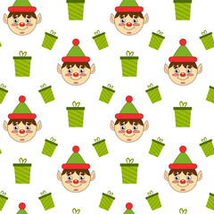 seamless pattern with christmas elf