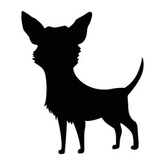 Dog silhouette, chihuahua breed. Side view pet stand icon in black color. Make used for dog show, competition, pet store, guide dog, dog walking. Domestic animal isolated on white background