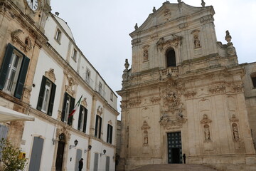 Fototapeta na wymiar San Martino Cathedral at Piazza Plebiscito in Martina Franca , Puglia Italy