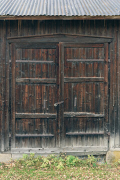 vintage wooden gate on an old shed