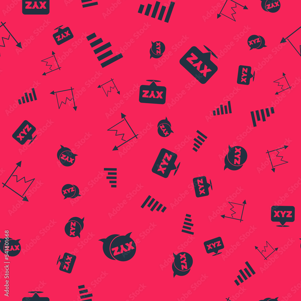 Poster set xyz coordinate system, graph, schedule, chart, diagram, and on seamless pattern. vector