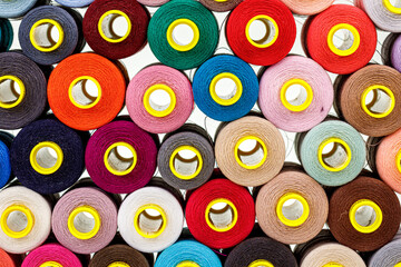 Fototapeta premium set of multi-colored spools of thread for sewing