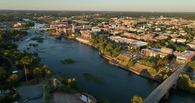 Sunset brings deep saturated light to downtown Columbus GA