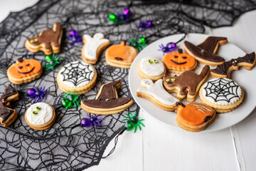 tasty cute fun baked halloween cookies  - 541803639