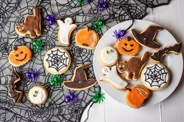 tasty cute fun baked halloween cookies  - 541805448