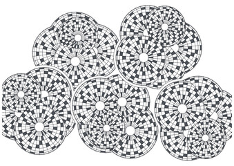 Black and white abstract geometrical hypnotic patterns. Vector illustration