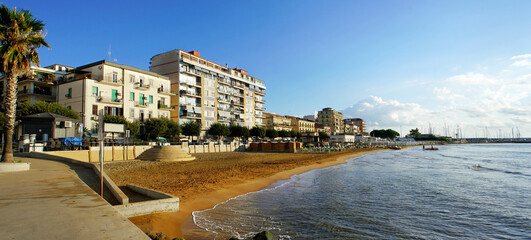 Panoramic view of Crotone promenade in Calabria, Italy