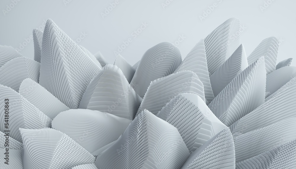 Poster 3d render of abstract detailed shape. minimal futuristic background.