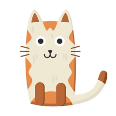 Simple geometric cat. Cute kitten sitting. Modern flat art style. Vector cartoon character