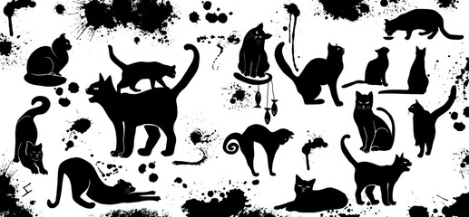 Mug design. Black cats. Vector illustration Art