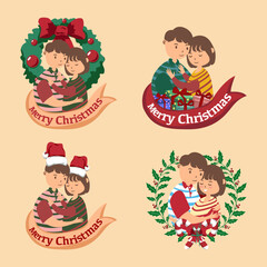 Merry christmas mascot vector design set