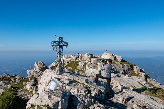the cross on the top of Mount Grignetta