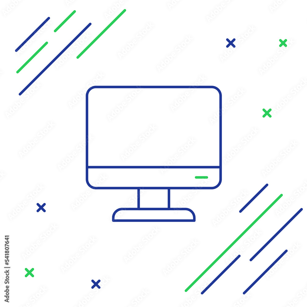 Poster line computer monitor screen icon isolated on white background. electronic device. front view. color
