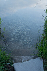 Steinstufen ins Wasser. Der Eingang zum See