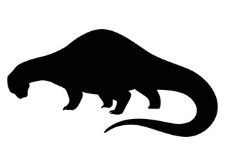 Dinosaur silhouette. Dino monsters icon. Shape of real animal. Sketch of prehistoric reptile. Vector illustration isolated on white. Hand drawn sketch