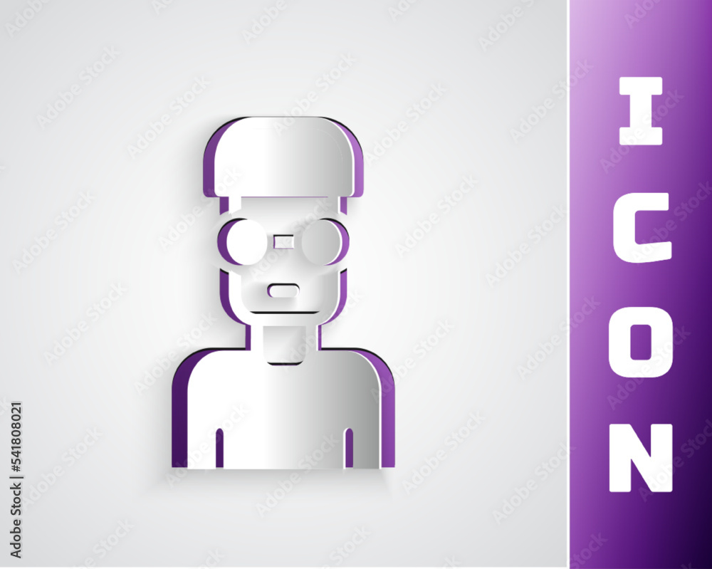 Aufkleber paper cut nerd geek icon isolated on grey background. paper art style. vector