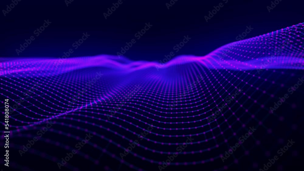 Poster wave of particles. futuristic animated dotted wave on a dark background. big data digital code. tech