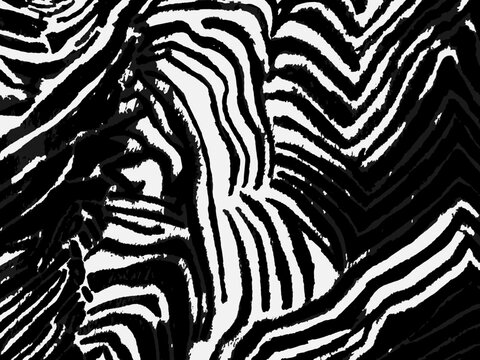 Tiger Pattern Vector. Black and White Stripes. Watercolor Background. Grey Striped. Tie Dye Print. Zebra Striped Paint. Batik ikat. Jungle Wild Nature Texture. Vector Tiger Design.