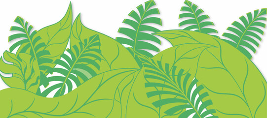Fototapeta na wymiar Colorful minimalist green leaf shape background design