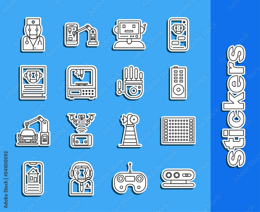Poster set line 3d scanning system, printed circuit board pcb, remote control, robot, 3d printer, user manu