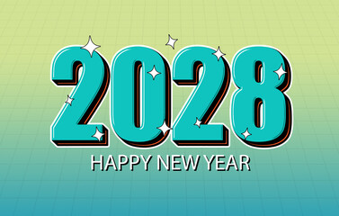 Happy New Year 2028 Celebration Design. Lettering 2028 New Year Holiday Artwork. - obrazy, fototapety, plakaty