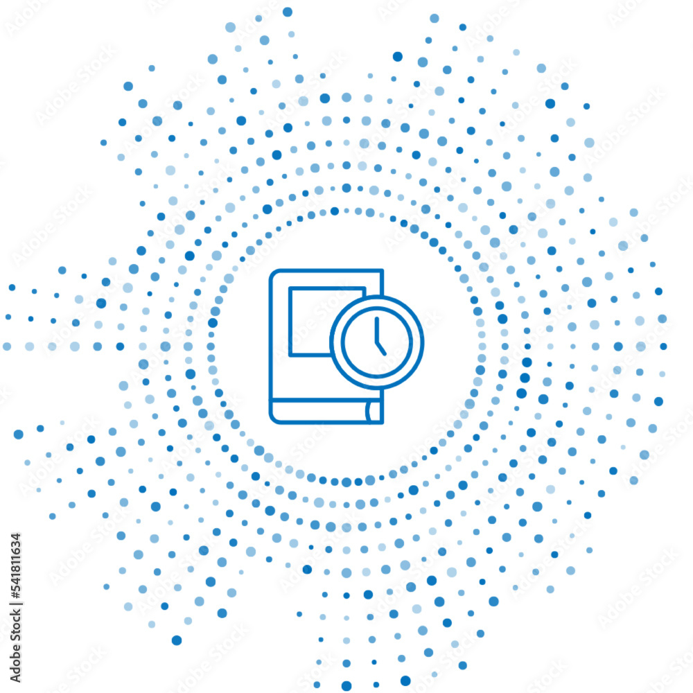 Aufkleber blue line time for book icon isolated on white background. abstract circle random dots. vector