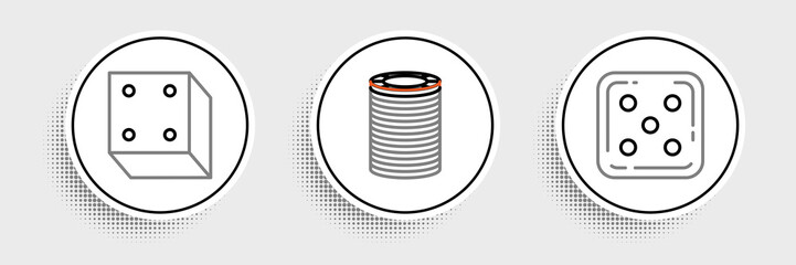Set line Game dice, and Casino chips icon. Vector