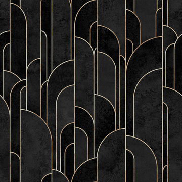 Fototapeta Art deco style geometric forms seamless pattern background
