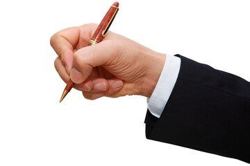 Gesture series: manager signs with ballpoint pen.
