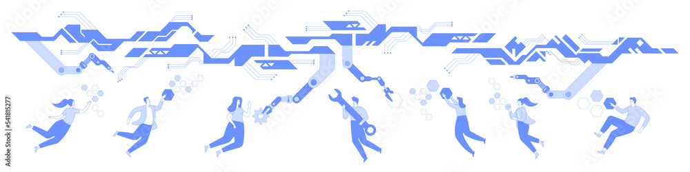 Poster creating a project in the metaverse and virtual reality technology concept. own custom virtual unive