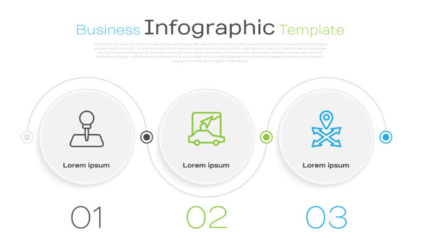 Set line Push pin, City map navigation and Location. Business infographic template. Vector
