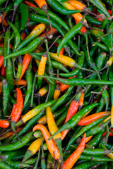  chili peppers background from above vertical