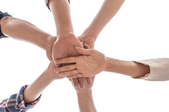 under view friendship People partnership teamwork  stacking hands on white background , Business  teamwork concept - Powered by Adobe