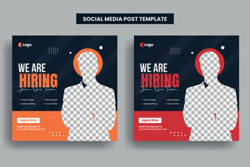 we are hiring job vacancy social media post banner template or web banner layout, Join our team facebook banner design