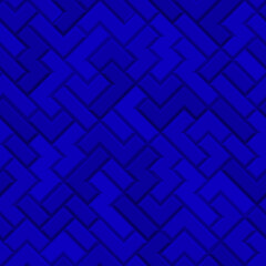 Abstract seamless pattern made of tetris blocks in blue colors